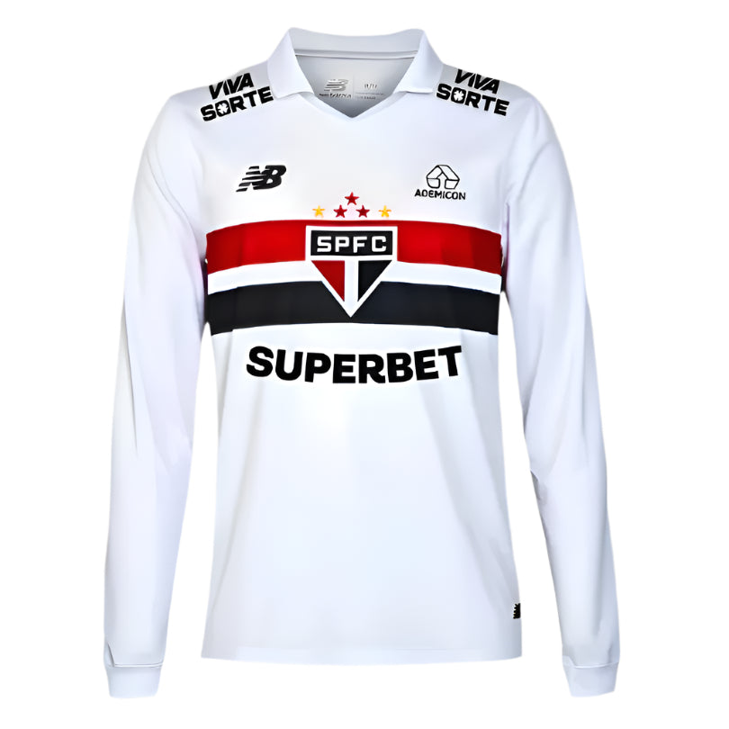 Camisa São Paulo 24/25 Home Manga Longa C/ Patrocínios